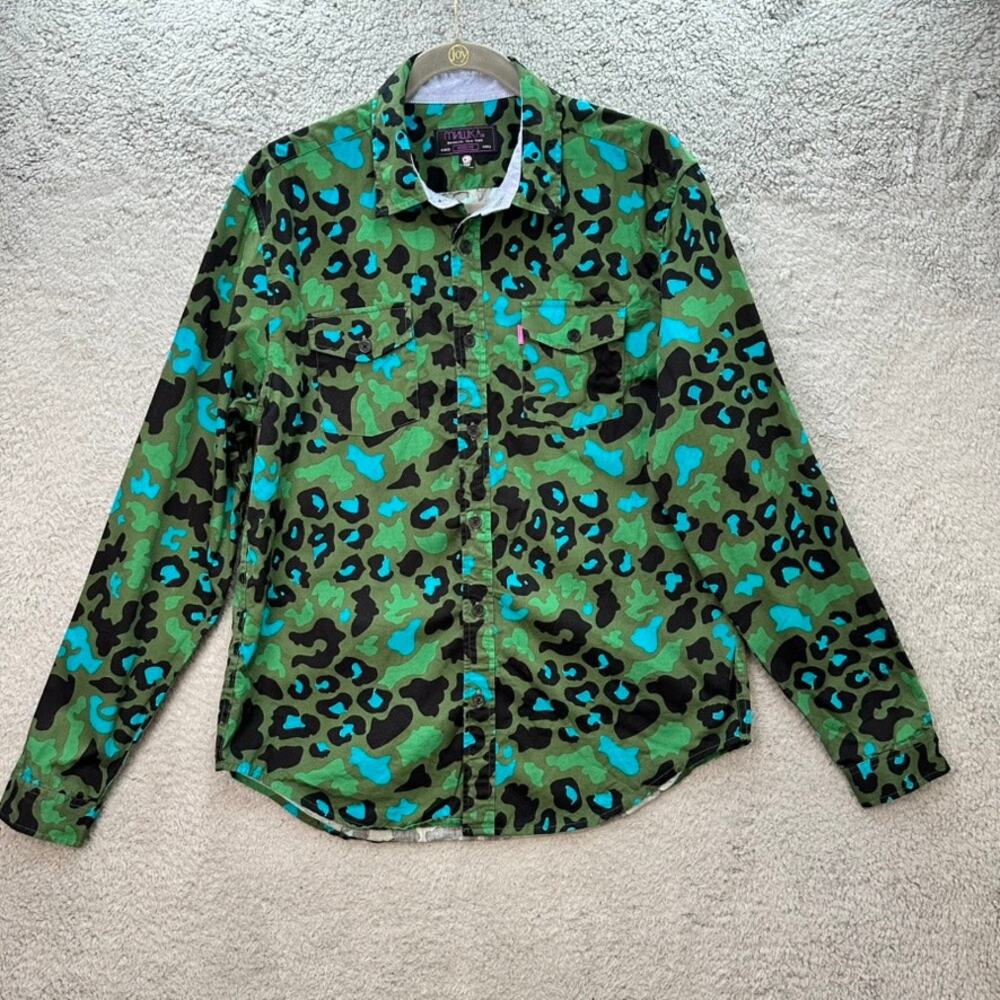 MISHKA New York Men's Medium Bright Animal Print Shirt Long Sleeve Button Up EUC